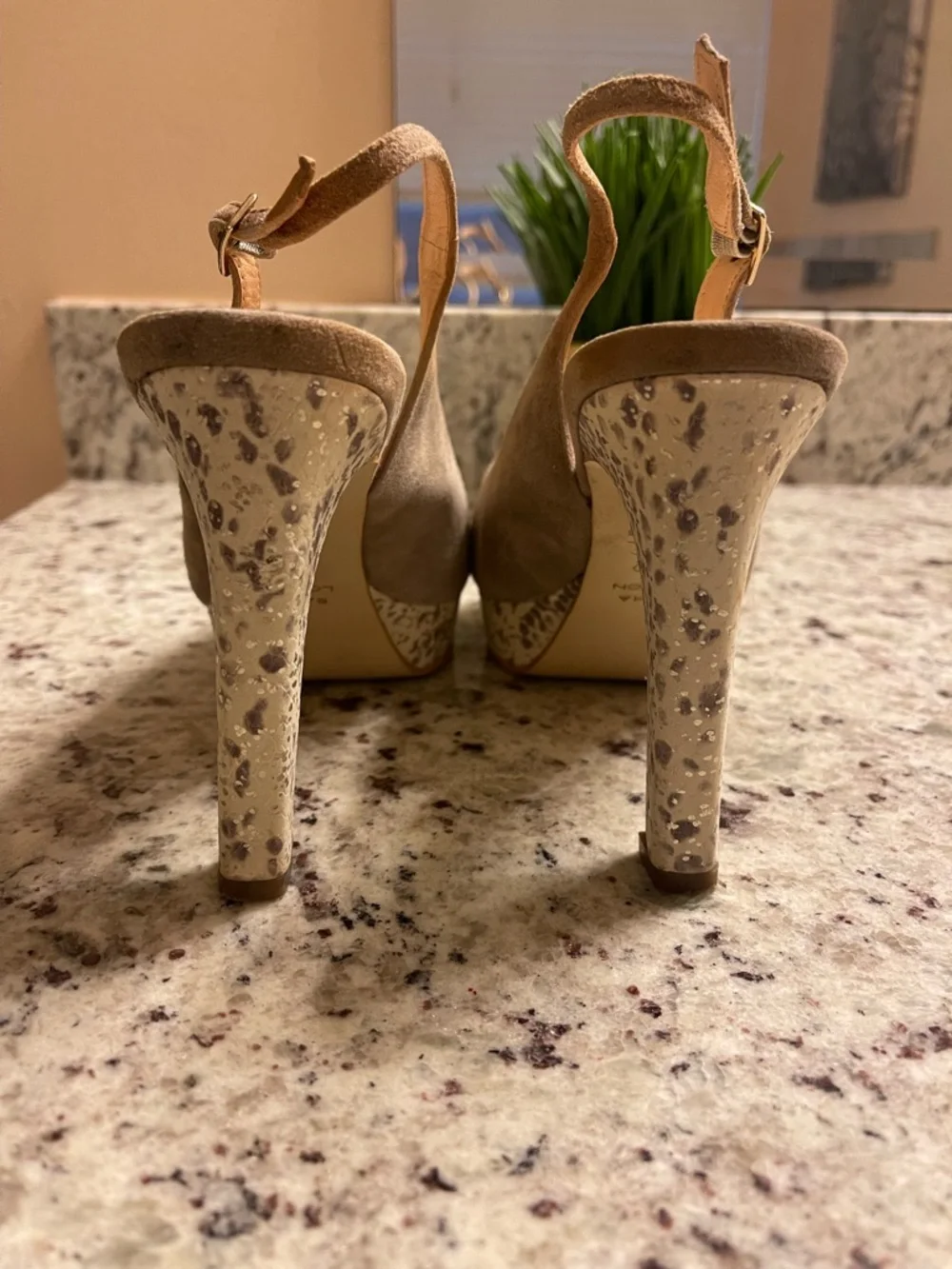 Sacha London Taupe Suede Slingback Platform Heels - Picture 6 of 9